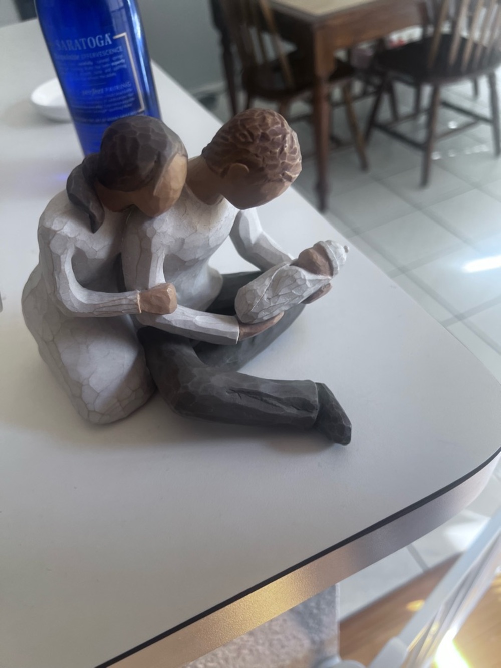 Willow Tree Embracing Family Figurine in White and Brown